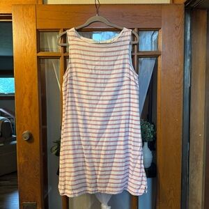 beachlunchlounge Pink and White Striped Tunic Dress